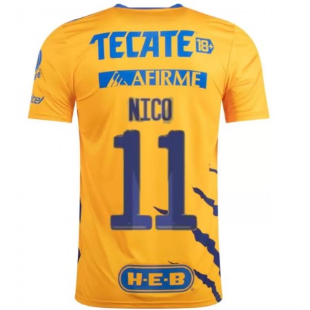 Koszulka Tigres UANL Nico Lopez 11 Domowe Stroje Piłkarskie 2021/22 Krótki Rękaw